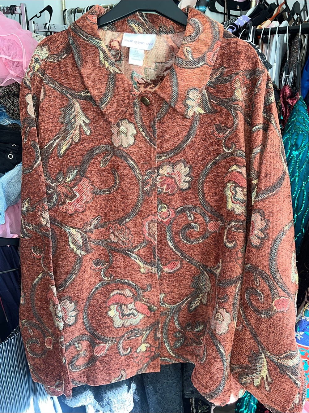 Floral Tapestry whimsical Woven Jacket